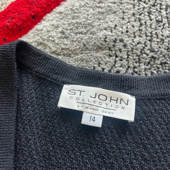 St. John Santana Knit Nautical Stripe Button Front Cardigan - Picture 4 of 5